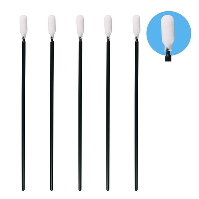 Cleanroom Bebas Lint, Spons Sel Terbuka Q Tips Gagang Hitam Panjang 6,5"