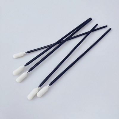 Cleanroom Bebas Lint, Spons Sel Terbuka Q Tips Gagang Hitam Panjang 6,5"