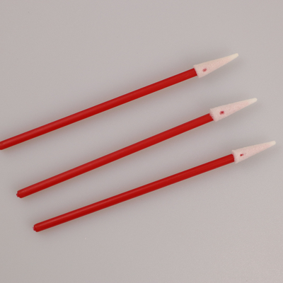 3" Cleanroom Lint Free Pointed Foam Swab Dengan Pegangan Merah