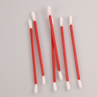 Lint Free 2 Layers Red PP Stick Cleanroom Polyester Swab Dengan Kepala Ganda
