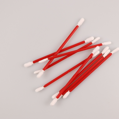 Lint Free 2 Layers Red PP Stick Cleanroom Polyester Swab Dengan Kepala Ganda