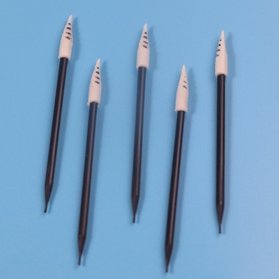 Gagang Hitam Micro Spiral Menunjuk Spons Busa Swab Bebas Serat