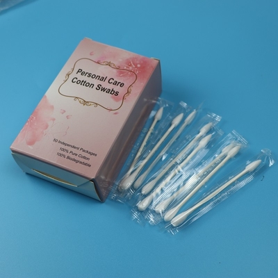 Individual Wrapped Paper Stick Round And Pointed Cotton Swab Untuk Perawatan Pribadi