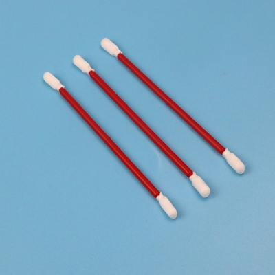 Dacron Polyester Tipped Cleanroom Swab Tahan Pelarut Bebas Serat Dengan Gagang Merah