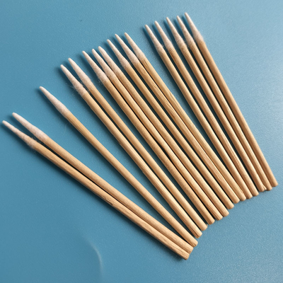 3 "Cotton bud bebas serat tongkat kayu 1mm penyeka kapas runcing mikro untuk pembersihan pabrik