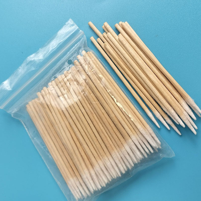 3 "Cotton bud bebas serat tongkat kayu 1mm penyeka kapas runcing mikro untuk pembersihan pabrik