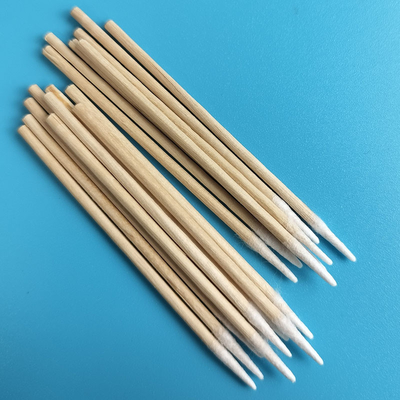 3 "Cotton bud bebas serat tongkat kayu 1mm penyeka kapas runcing mikro untuk pembersihan pabrik