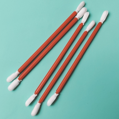 Dust Free Red PP Stick Double Ended Microfiber Cleanroom Swab untuk pembersihan pabrik
