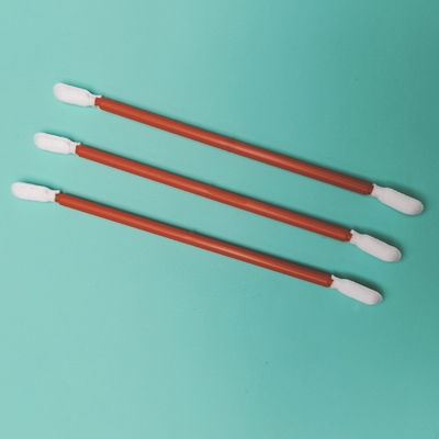Dust Free Red PP Stick Double Ended Microfiber Cleanroom Swab untuk pembersihan pabrik