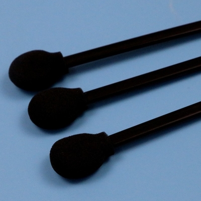 708 Lint Free Round Sponge Stick Black Cleanroom Foam Swab untuk Pembersihan Mobil