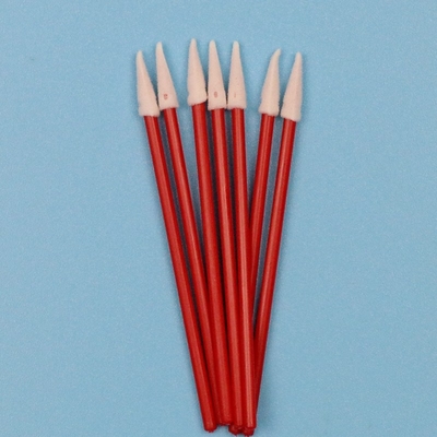 TX750 Lint Free Mini Pointed Sponge Stick Pembersih Mobil Kecil Swab Foam Kamar Bersih yang Dikompresi dengan Genggam Merah