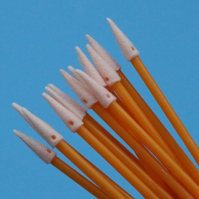 TX750 Double Ended Mini Sponge Swab Compressed Small Cleanroom Detail Foam Swab dengan Orange Stick