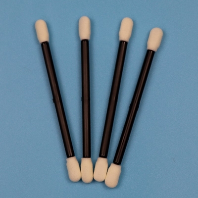Lint Free Double End Compressed Small Cleanroom Swab Mobil Pembersih Swab busa dengan pegangan hitam