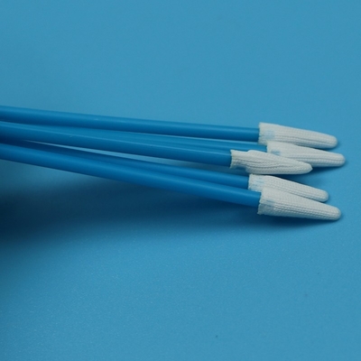 Lint Bebas Lapisan Ganda Polyester Dipakai Swab Tip Swab Kamar Bersih Berujung Kecil Dengan Genggam Biru