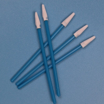 Lint Bebas Lapisan Ganda Polyester Dipakai Swab Tip Swab Kamar Bersih Berujung Kecil Dengan Genggam Biru