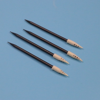 751 Lint Free Spiral Pointed Small Cleanroom Swab Car Cleaning Foam Swab dengan Handle Hitam