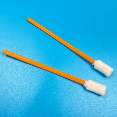 Orange Warna Foam Tip Swabs Kepala persegi panjang Solid PP Handle Lint Free Swab