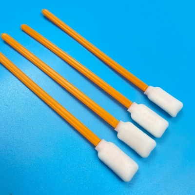 Visibilitas Tinggi Orange Pembersih Swabs tahan lama PP Handle Dengan Lint Free Foam Head