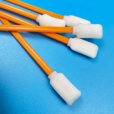 Orange Warna Foam Tip Swabs Kepala persegi panjang Solid PP Handle Lint Free Swab