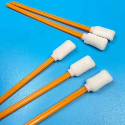 Visibilitas Tinggi Orange Pembersih Swabs tahan lama PP Handle Dengan Lint Free Foam Head