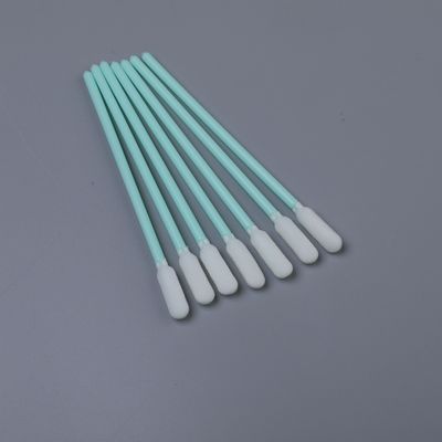 Swab pembersih ujung busa bulat 6mm dengan pegangan hijau yang kokoh Lint bebas aplikasi pembersih presisi Panjang 100mm