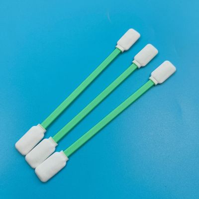 TX714 Lap Bebas Serat Persegi Datar ESD Polyester Swab Pembersihan Permukaan Swab Ruang Bersih dengan Kepala Ganda
