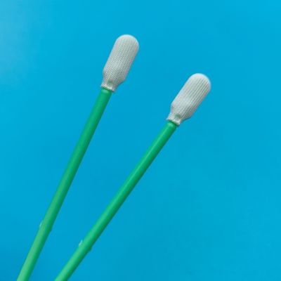 Tongkat Pembersih Kepala Paddle Bebas Serat ESD Cleanroom Swab Pembersih Optik Polyester Swab dengan Kepala Ganda