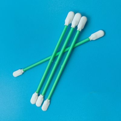 Tongkat Pembersih Kepala Paddle Bebas Serat ESD Cleanroom Swab Pembersih Optik Polyester Swab dengan Kepala Ganda