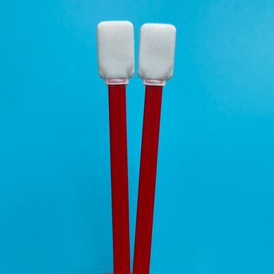 714 Lint Free Red Handle Car Cleaning Detail Swab Swab Mikrofiber Cleanroom Polyester Swab untuk Pembersihan Permukaan