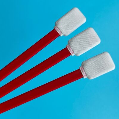 714 Lint Free Red Handle Car Cleaning Detail Swab Swab Mikrofiber Cleanroom Polyester Swab untuk Pembersihan Permukaan