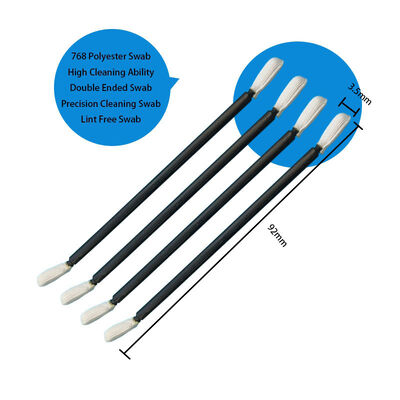768 Lint Free Double Ended Twisted Head Polyester Swab Black Handle Cleanroom Detail Swab untuk Pembersihan Presisi