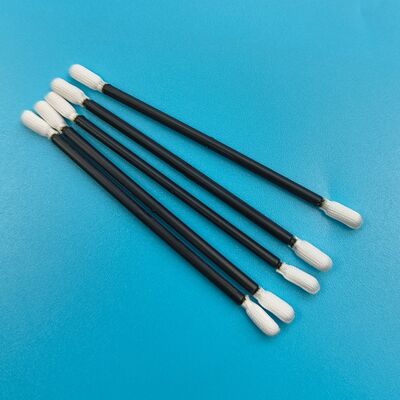 768 Lint Free Double Ended Twisted Head Polyester Swab Black Handle Cleanroom Detail Swab untuk Pembersihan Presisi