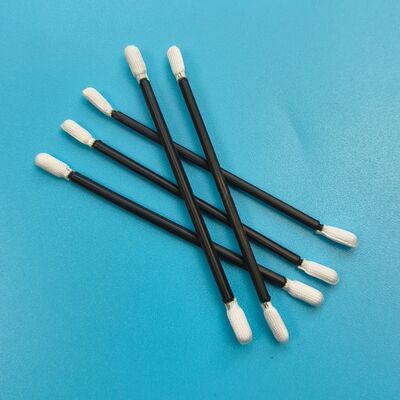 768 Lint Free Double Ended Twisted Head Polyester Swab Black Handle Cleanroom Detail Swab untuk Pembersihan Presisi