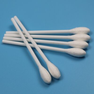 100mm kaku PP Stick Kepala Besar Bulat Katun Bud Medis Qtips Katun Swab Applicator untuk Laboratorium