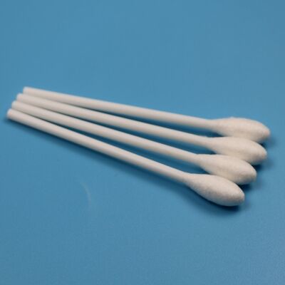 100mm kaku PP Stick Kepala Besar Bulat Katun Bud Medis Qtips Katun Swab Applicator untuk Laboratorium