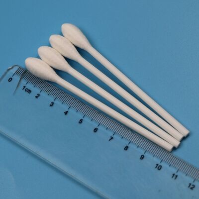 100mm kaku PP Stick Kepala Besar Bulat Katun Bud Medis Qtips Katun Swab Applicator untuk Laboratorium