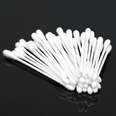 100mm kaku PP Stick Kepala Besar Bulat Katun Bud Medis Qtips Katun Swab Applicator untuk Laboratorium
