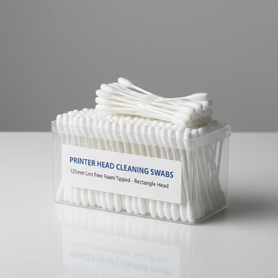 125mm Lint Free Foam Tipped Swabs Untuk Pencucian Kepala Printer Stik Pencucian Kepala persegi panjang