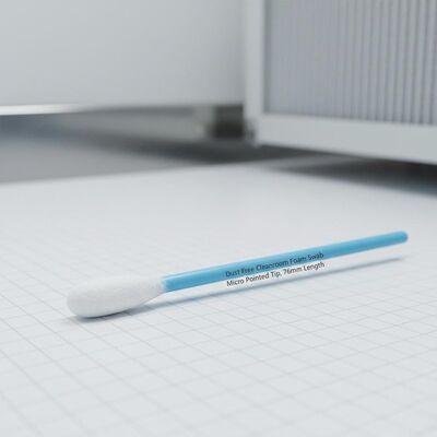 Dust Free Cleanroom Foam Swab dengan Micro Pointed Tip untuk Pembersihan Elektronik 76mm panjang