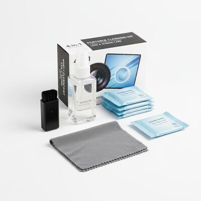 4 in 1 Pembersih Lensa Portabel Tisu Microfiber Sikat Pembersih Layar Kit Pembersih Laptop dengan Solusi