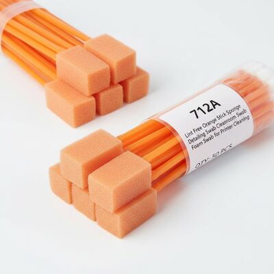 712A Spons Oranye Bebas Serat Stik Detail Swab Ruang Bersih Swab Busa Persegi Panjang untuk Pembersihan Printer