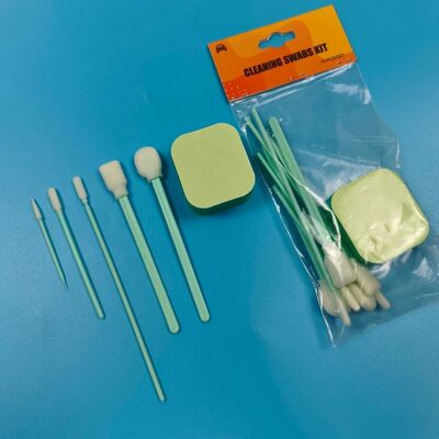Kit Swab Detail Spons Mikro Gagang Hijau Portabel Kit Swab Pembersih Presisi Kit Pembersih Mobil