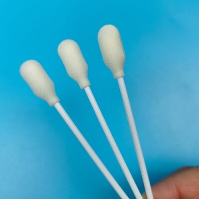 Penutup busa PP Stick Putih sekali pakai Sponge Sponge Stick Sponge Tip Swab untuk pengujian medis