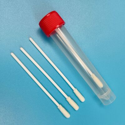 8Cm Sekali Pakai Putih PP Tongkat Busa Steril Ujung Swab VTM Kit Tes Flu Oral Swab Pengujian Lingkungan Swab Pengambilan Sampel Permukaan Swab