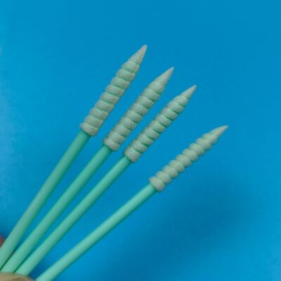 752 Tongkat PP Kaku Tongkat Spons Runcing Spiral Panjang Penyeka Detail Ujung Busa Pembersih Presisi untuk Ruang Bersih