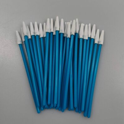 Penyeka Pembersih Presisi Penyeka Poliester Runcing Mini Penyeka Bebas Serat Gagang Biru untuk Ruang Bersih