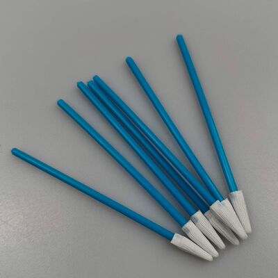 Penyeka Pembersih Presisi Penyeka Poliester Runcing Mini Penyeka Bebas Serat Gagang Biru untuk Ruang Bersih