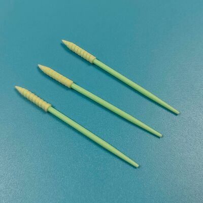 752 Tongkat PP Hijau Penyeka Bebas Serat Spons Runcing Spiral Mini Penyeka Detail Penyeka Busa Pembersih Presisi untuk Ruang Bersih