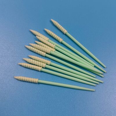 752 Tongkat PP Hijau Penyeka Bebas Serat Spons Runcing Spiral Mini Penyeka Detail Penyeka Busa Pembersih Presisi untuk Ruang Bersih