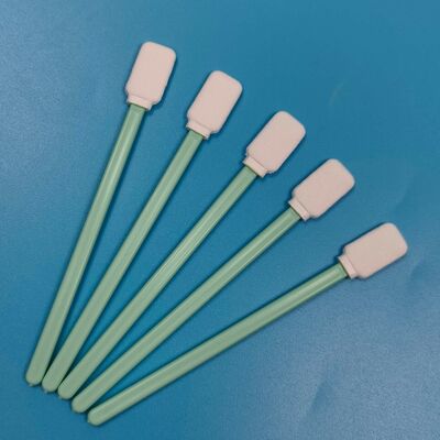 714 Green Handle Lint Free Swab Flat Square Cleanroom Swab Pembersih Presisi Poliester Swab untuk Pembersihan Lensa